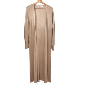 Free People FP Beach Duster Cardigan Womens XS Tan Maxi Knit Long Sweater